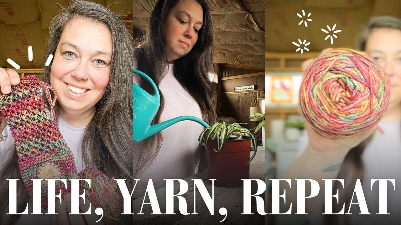 Crochet + Plant Therapy Vlog | Blanket Progress, Wine Tote & New Yarn WIP