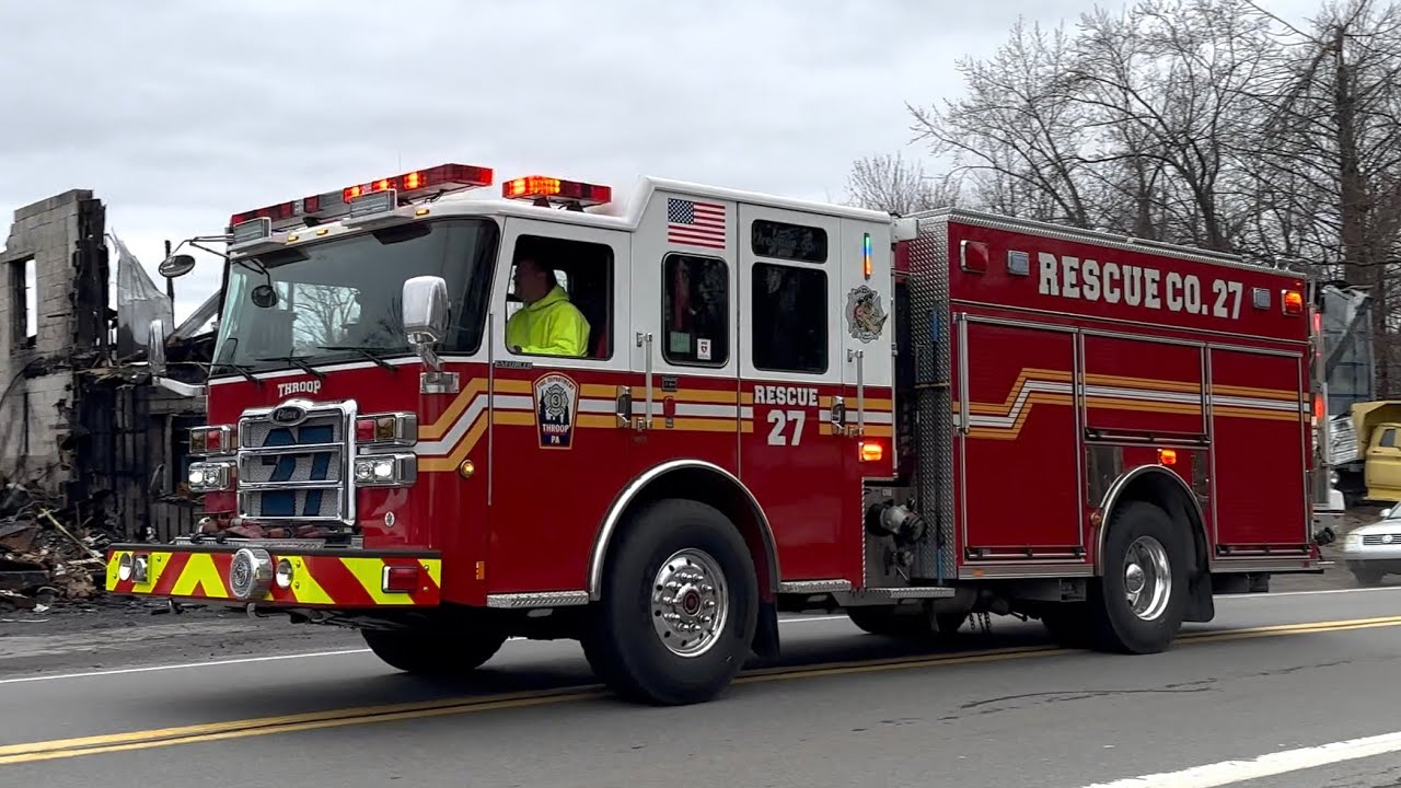 Throop Hose Company #3 Rescue 27 Responding.