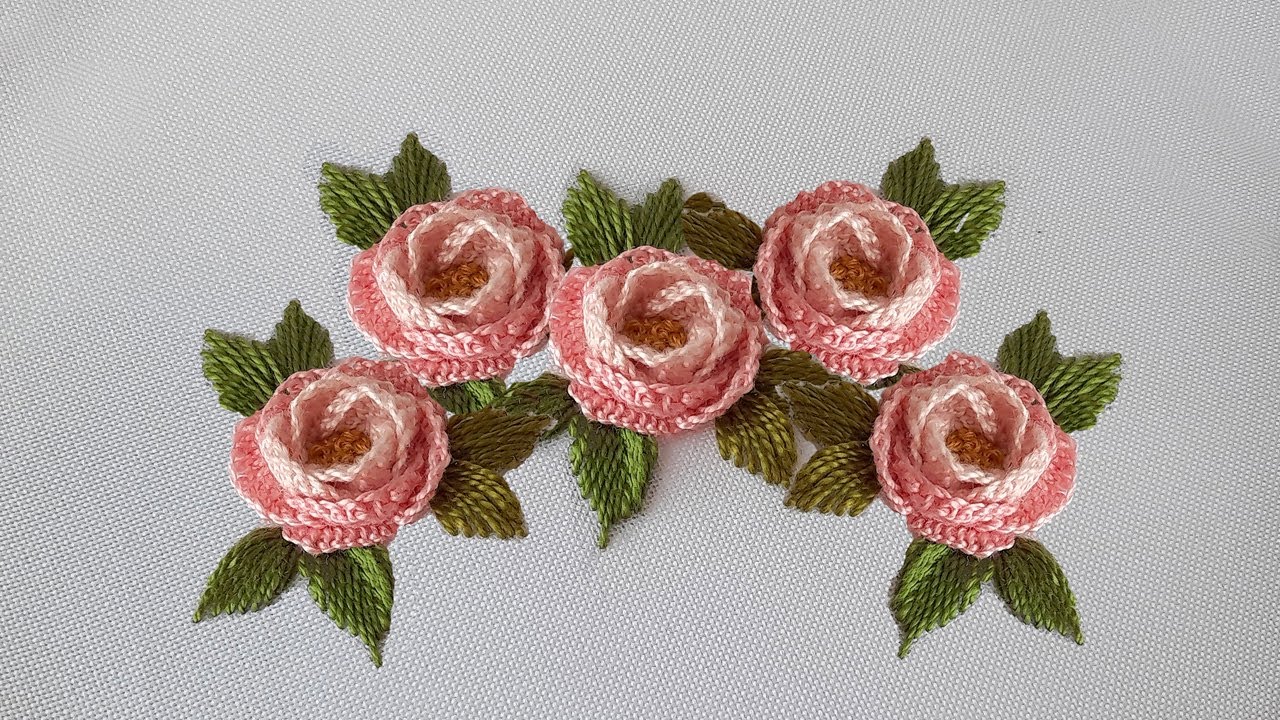 3D Rose Embroidery - Three dimensional Rose - Detached Stitches