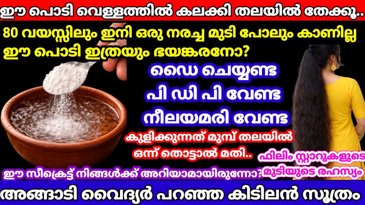 ഈ പൊടി ഇത്രയും ഭയങ്കരനോ?എത്ര നരച്ച മുടിയും വേരുമുതൽ കട്ടകറുപ്പാകും #nochemical #vairalvideo #nodye 