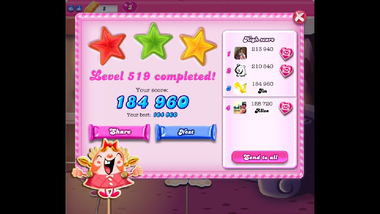 Candy Crush Saga Level 519 ★★★ NO BOOSTER
