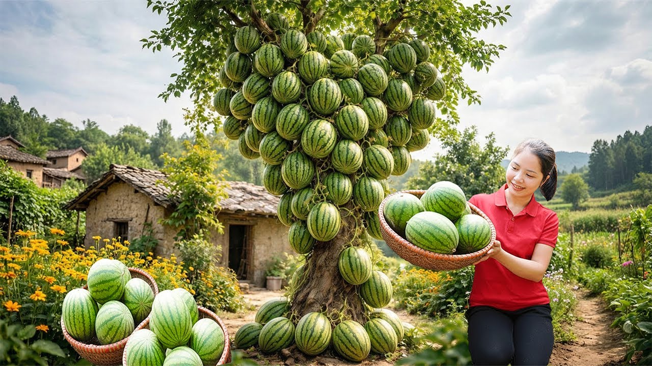 Hanna Harvest Sweet Watermelon: Picking Giant and Juicy Fruits in the Field 🍉☀️