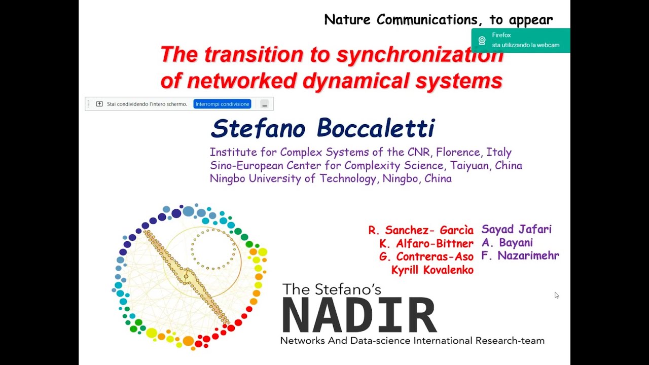 The transition to synchronization of networked dynamical systems - Stefano Boccaletti