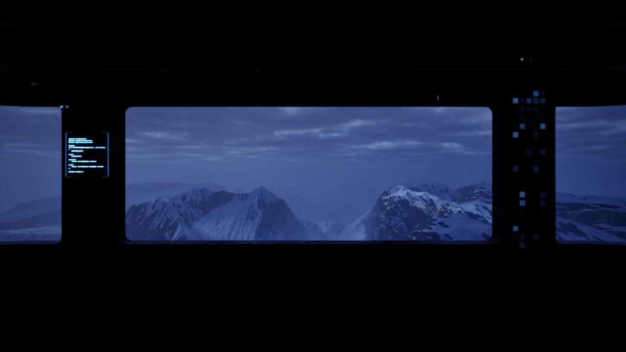 Space Ship Snow Storm Ambience | Thunder & Deep Space Flight | Sleep & Decompression