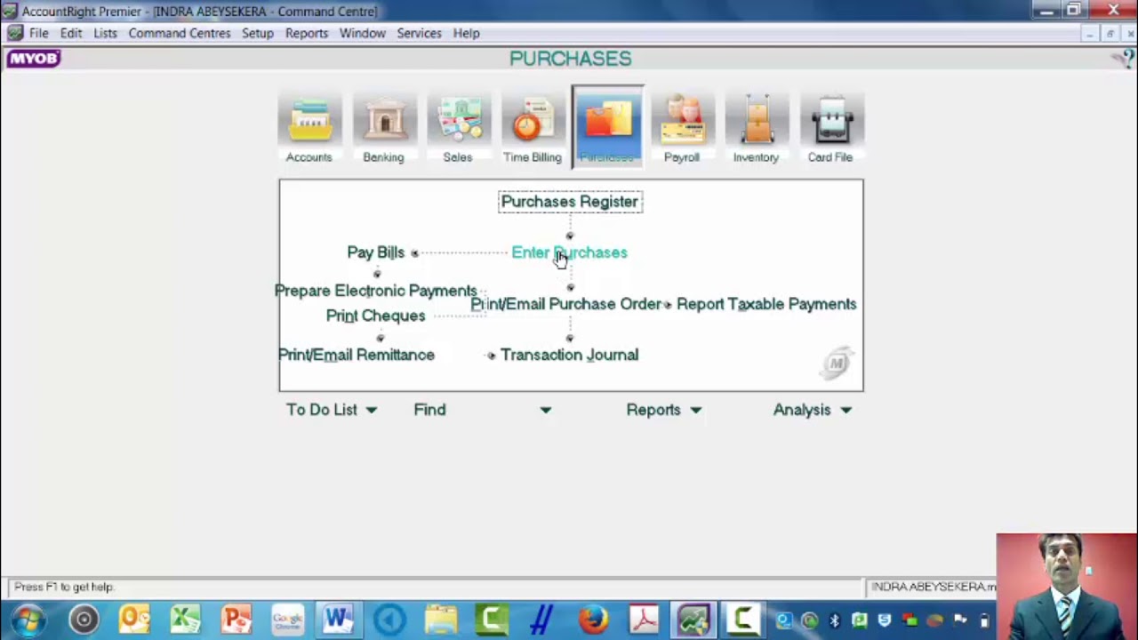 How to record a purchase transaction on account and settling the account in MYOB