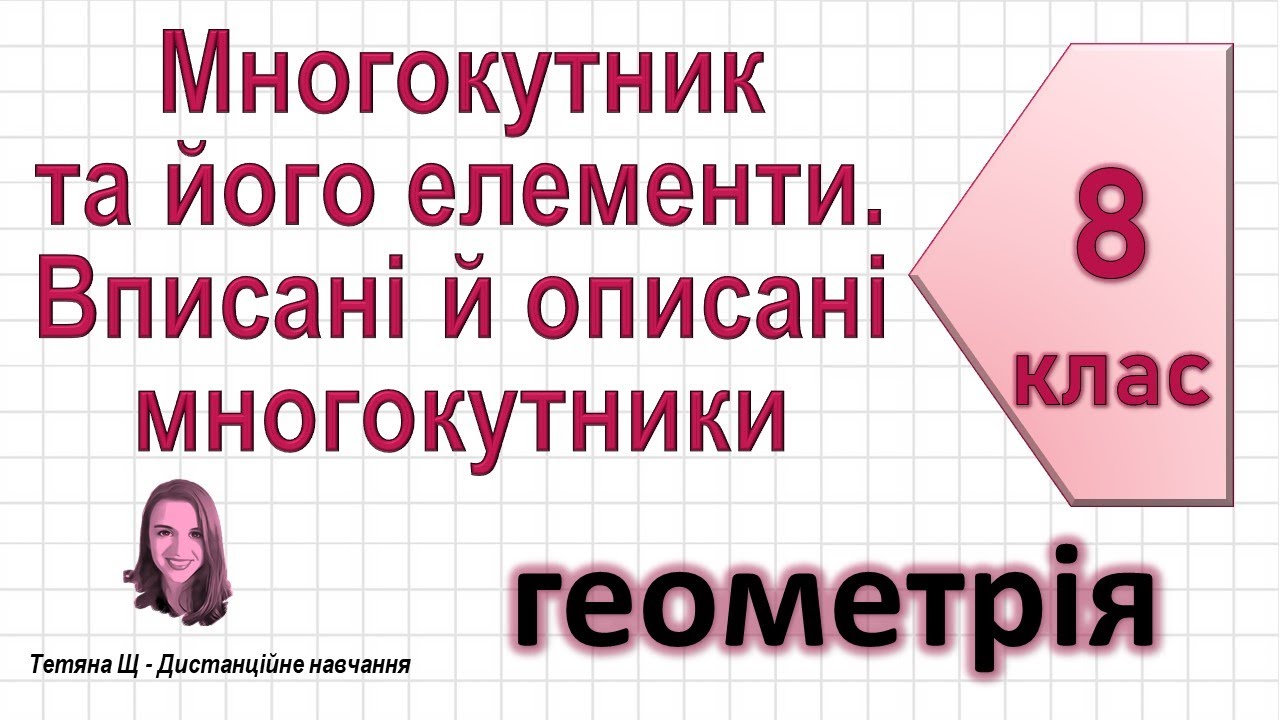 Многокутник та його елементи. Вписані й описані многокутники. Геометрія 8 клас