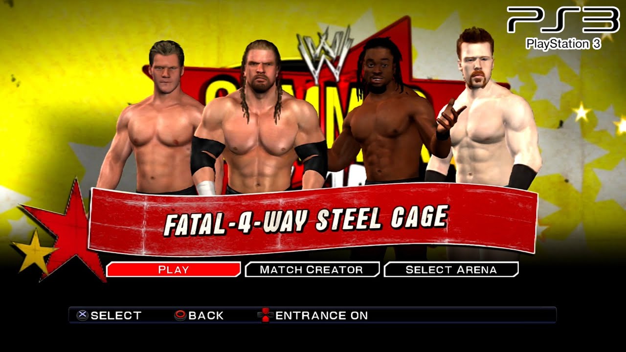 WWE SVR 2011 PS3 - Triple H VS Kofi Kingston VS Chris Jericho VS Sheamus - Fatal 4-Way Steel Cage