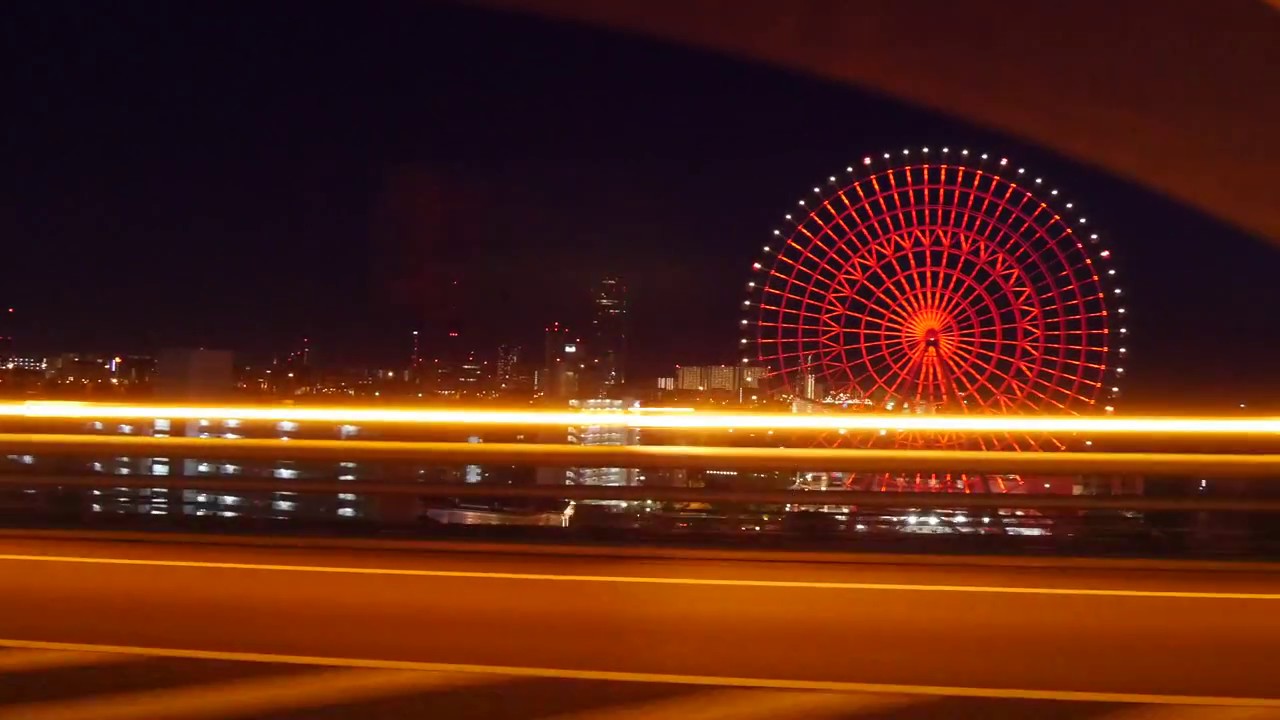 Osaka night drive 4K side 阪神高速 湾岸線