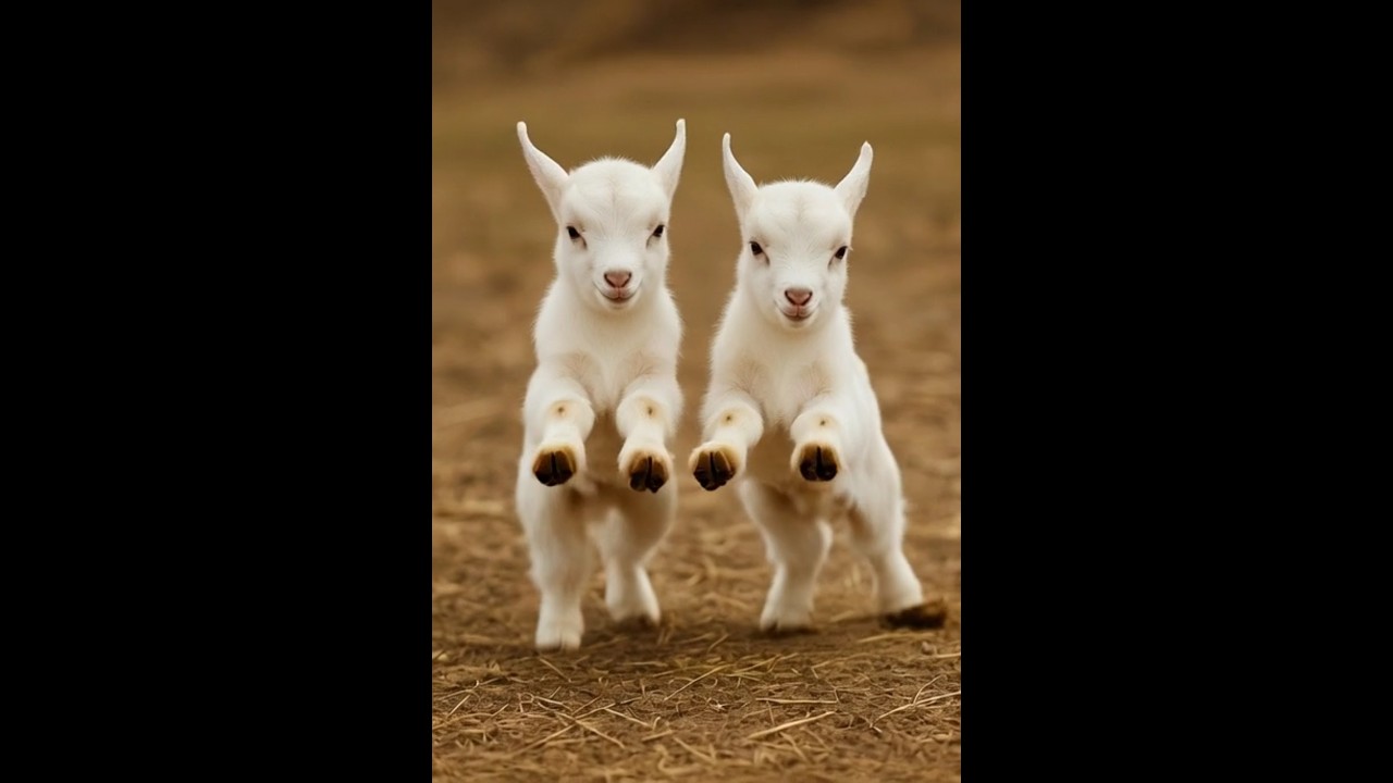 Cute baby goat having fun 🐐😄 
