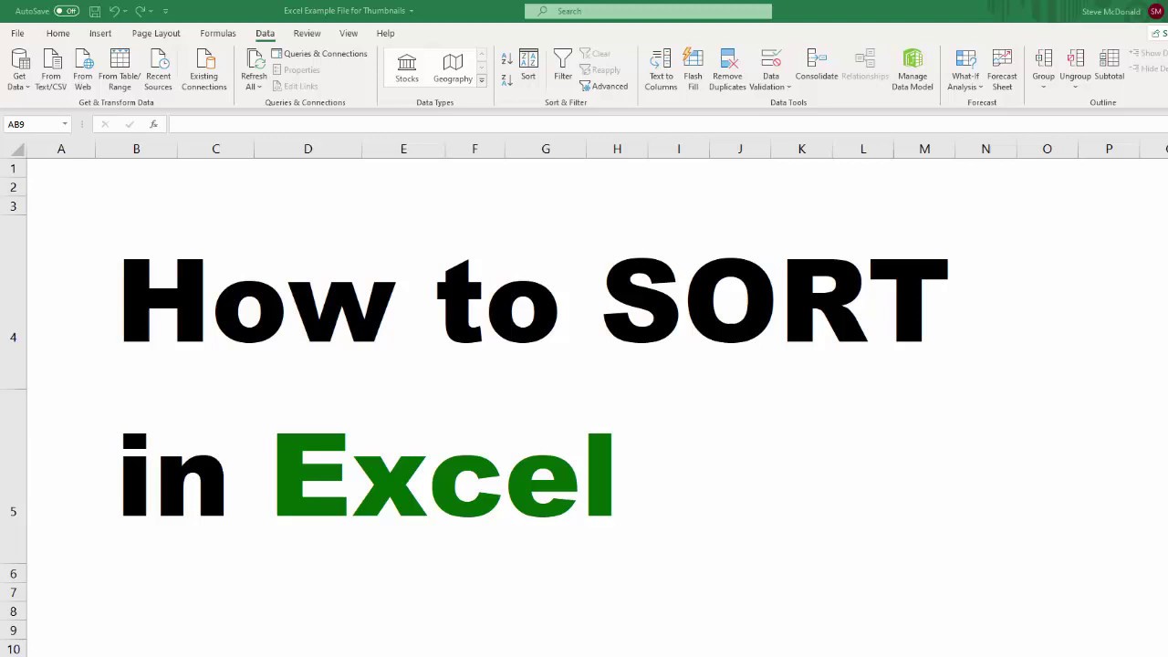 How to SORT in Excel - With the Excel Sort Feature You Can Sort Data with the Click of a Button
