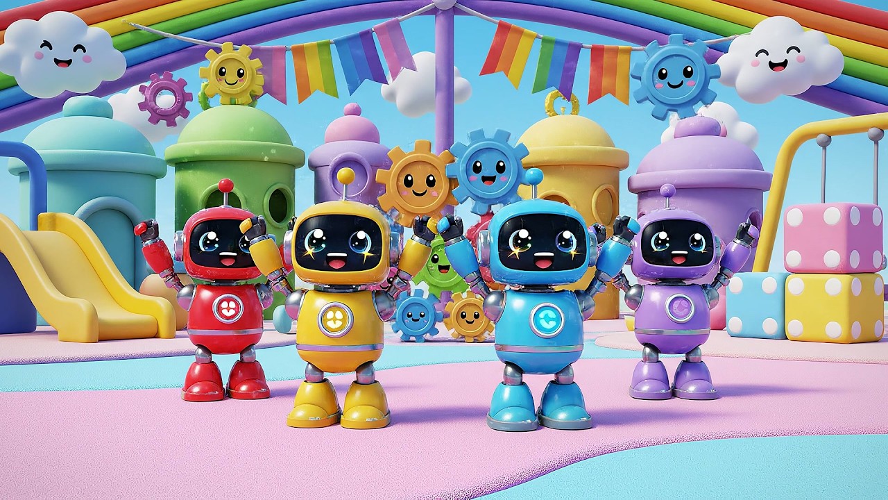 Four Little Toy Robots March March March | Robot Dance & Counting Song for Kids