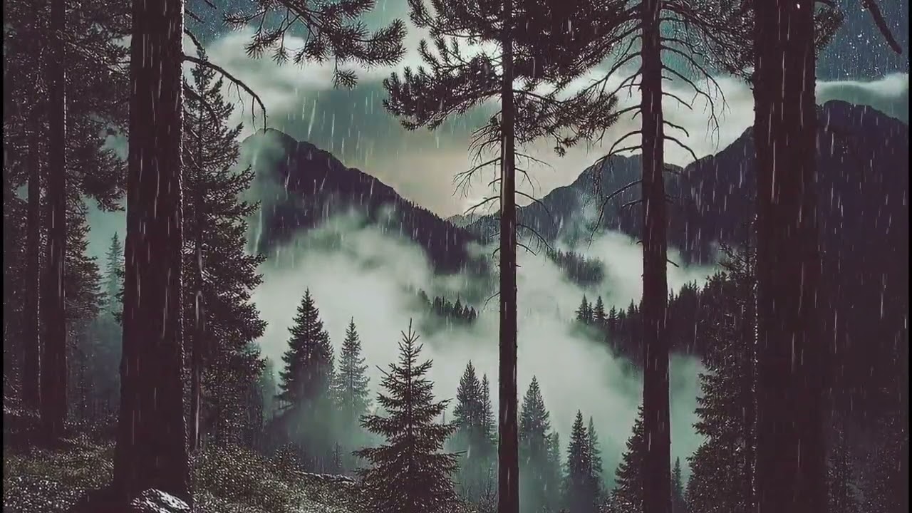 Forest Rain in Mountains 🌲🌧️ Deep Sleep Nature Sounds