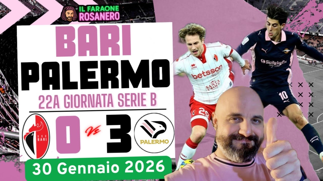 DOMINIO TOTALE DEL PALERMO, 0-3 CONTRO UN BARI IN GROSSE DIFFICOLTÀ, ARRIVA JOHNSEN?