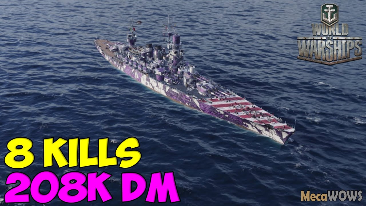 World of WarShips | Andrea Doria | 8 KILLS | 208K Damage - Replay Gameplay 4K 60 fps
