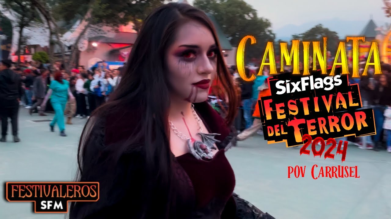 Caminata Zombie Desfile Festival del Terror Six Flags México 2024 | POV Carrusel