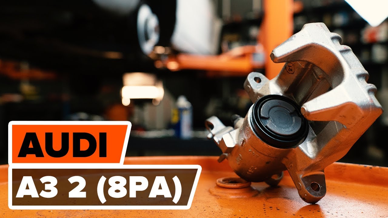 How to change rear brake caliper on AUDI A3 2 (8PA) [TUTORIAL AUTODOC]