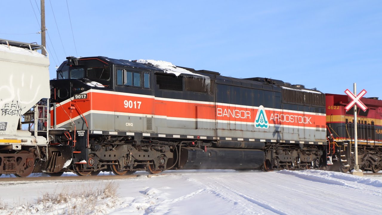 CMQ 9017!! CP 8168 Leads CP 412 (Manifest) North at Petro, Calgary AB. CPKC Red Deer Sub. 12/09/2023