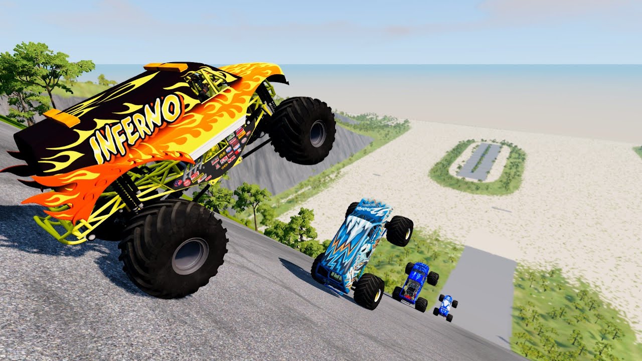 Epic Hight Speed monster trucks Jumps & Crash #011 in BeamNG Drive_BMNG SPEEDY