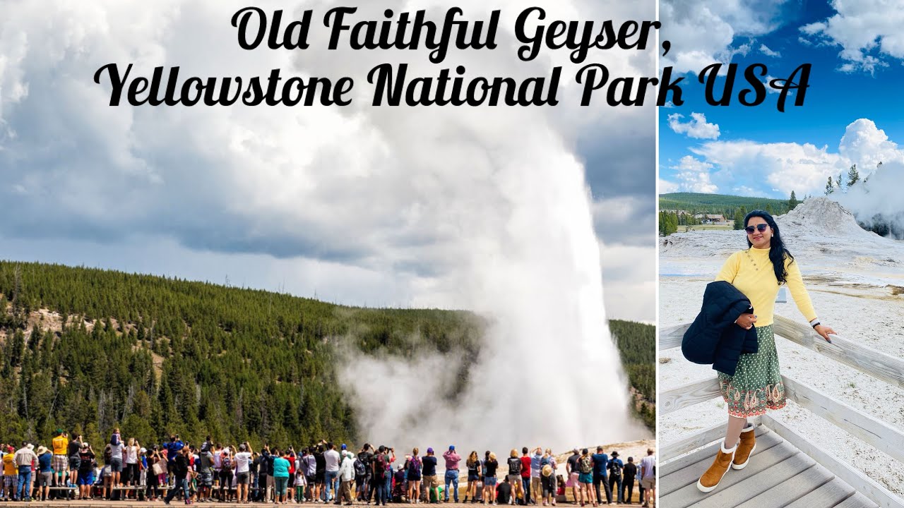 Old Faithful Geyser , Yellowstone National Park USA Famous for Boiling water eruption 