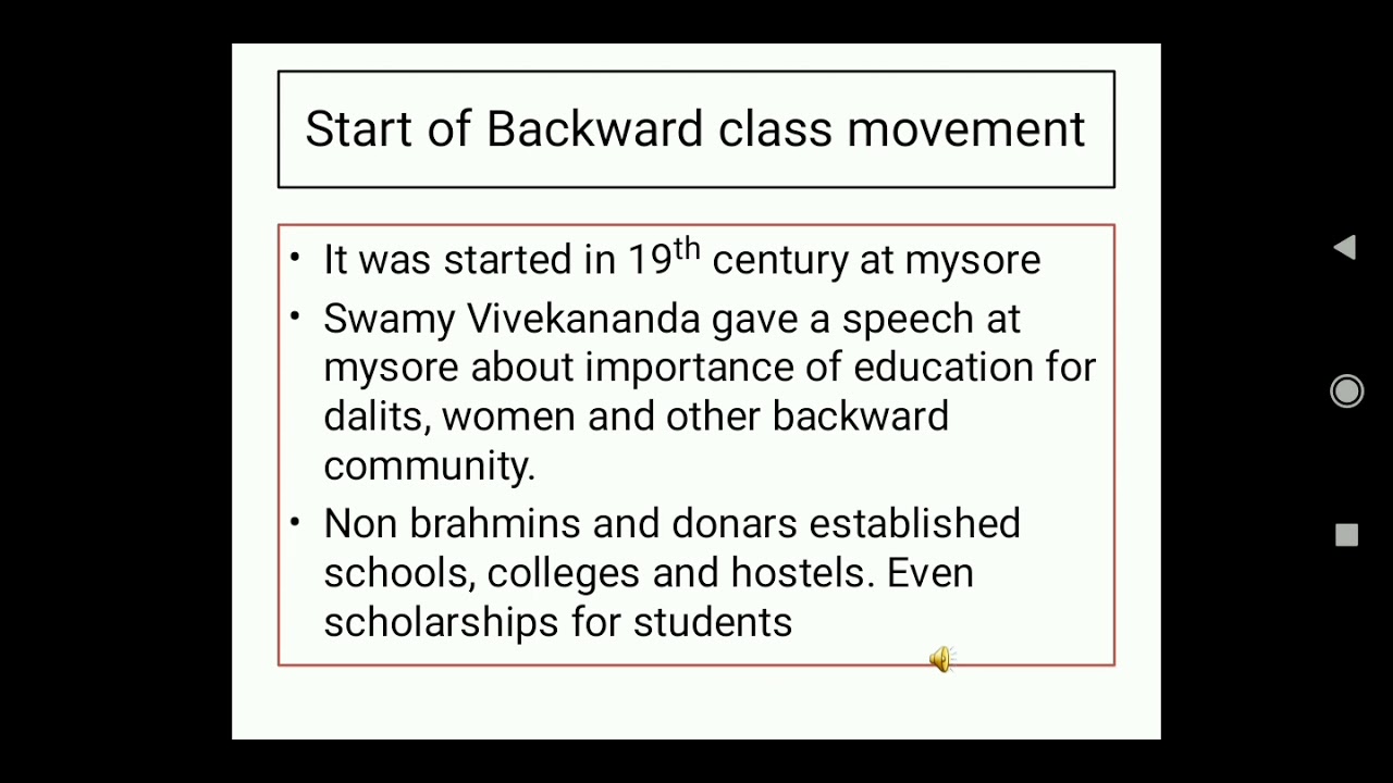 Backward class movement