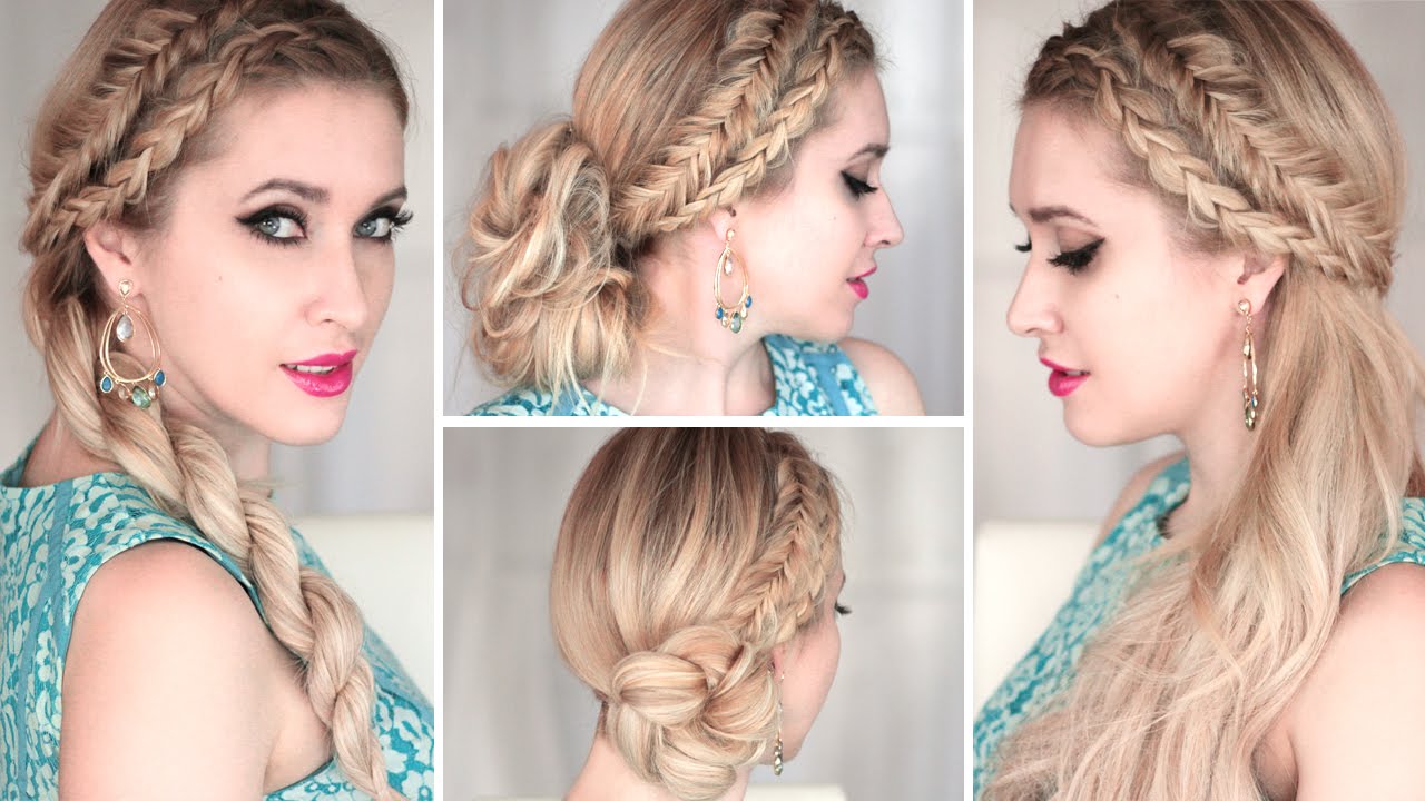 Tuto coiffure d'été pour tous les jours ❤ Chignon simple ❤ Tresse de coté pour cheveux mi long,