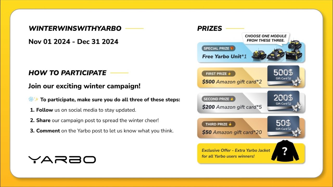 🎁 Kickstart Your Winter with Yarbo! #WinterWinswithYarbo🎁❄️