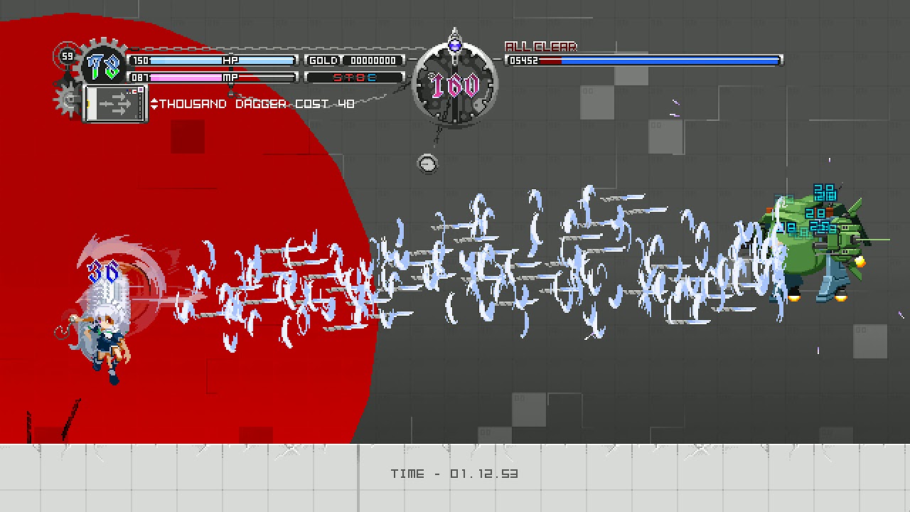 Touhou Luna Nights - Thousand Dagger abuse in Boss Rush (Rank S time 3.18.35)