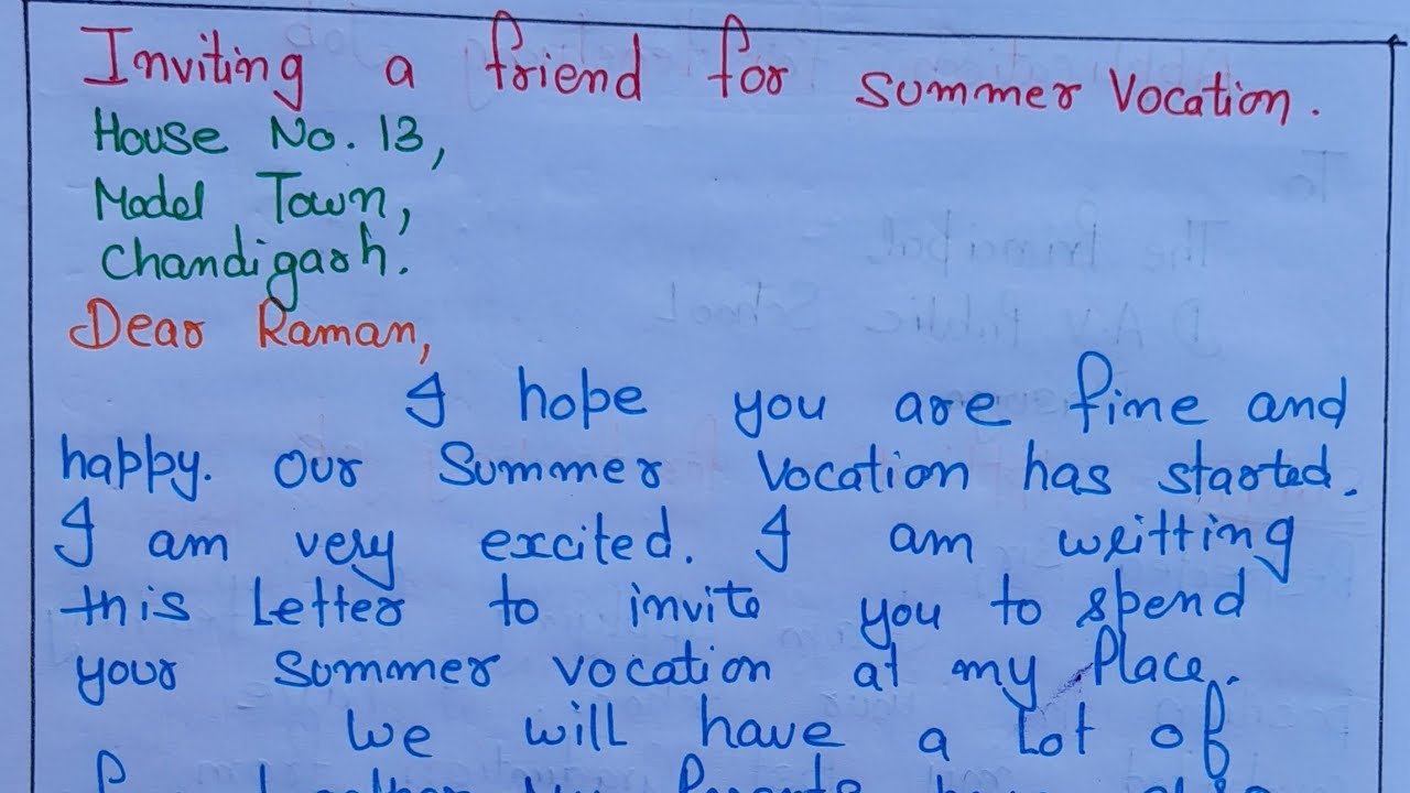 4 February 2026 Inviting A Friend For summer vocation ll Informal Letters 