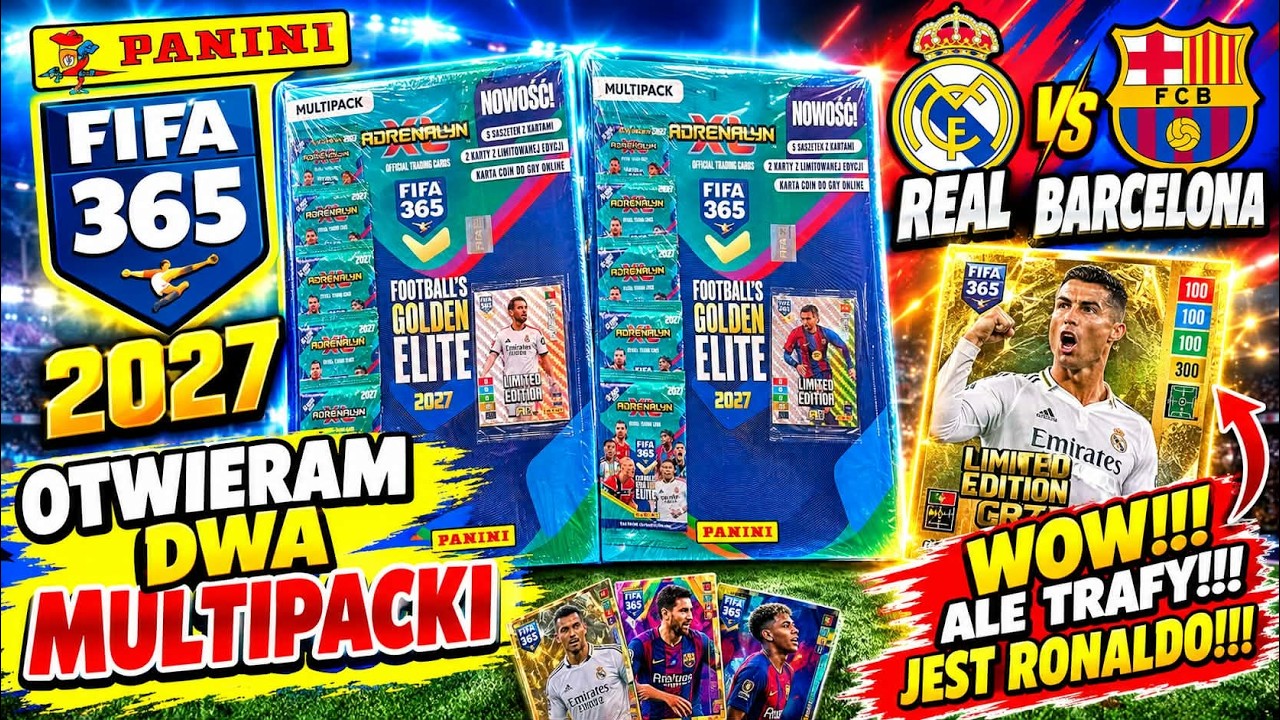 PANINI FIFA 365 2027 - OTWIERAM DWA MULTIPACKI - MECZ REAL vs BARCELONA - WOW!!! WPADA RONALDO!!!