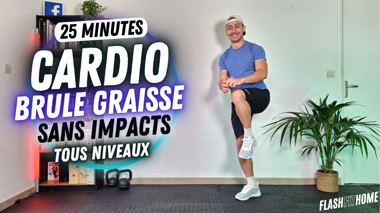 CARDIO BRULE GRAISSE SANS SAUT 25 MIN 🔥 SANS IMPACT - FlashFitHome