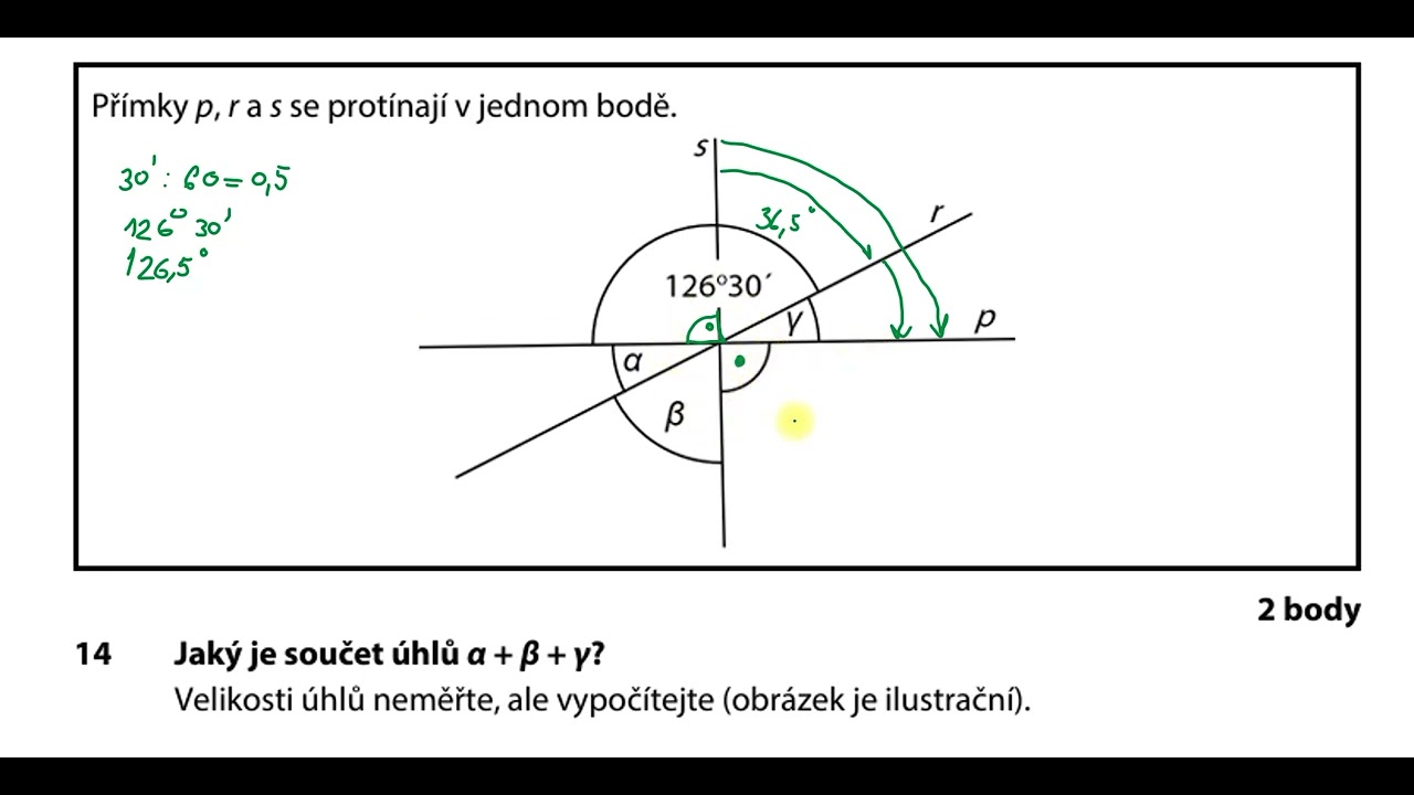 Řešený příklad - úhly, přijímačky na střední školu