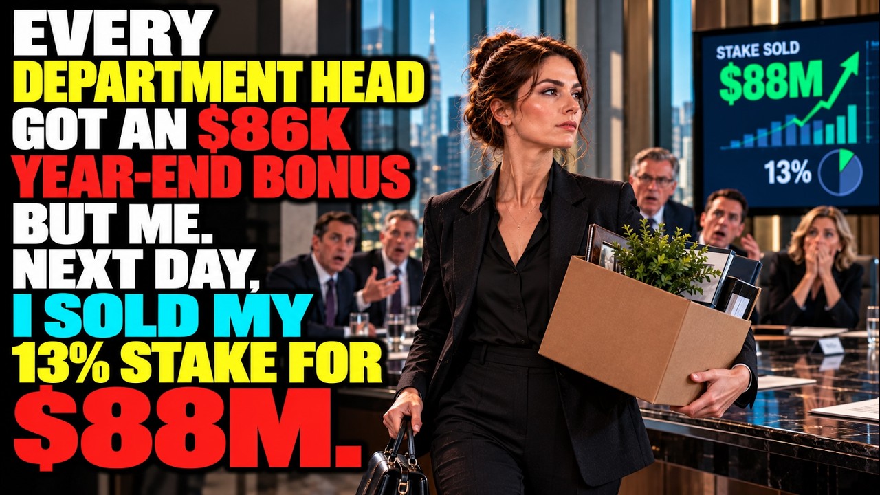 Every Department Head Got an $86K Year-End Bonus but Me. Next Day, I Sold My 13% Stake for $88M.