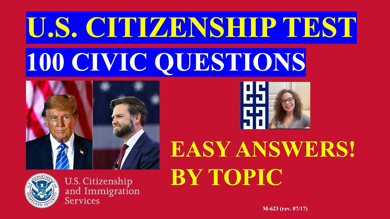 U S  Citizenship Official USCIS 100 Civics Questions 2008 version BY TOPIC