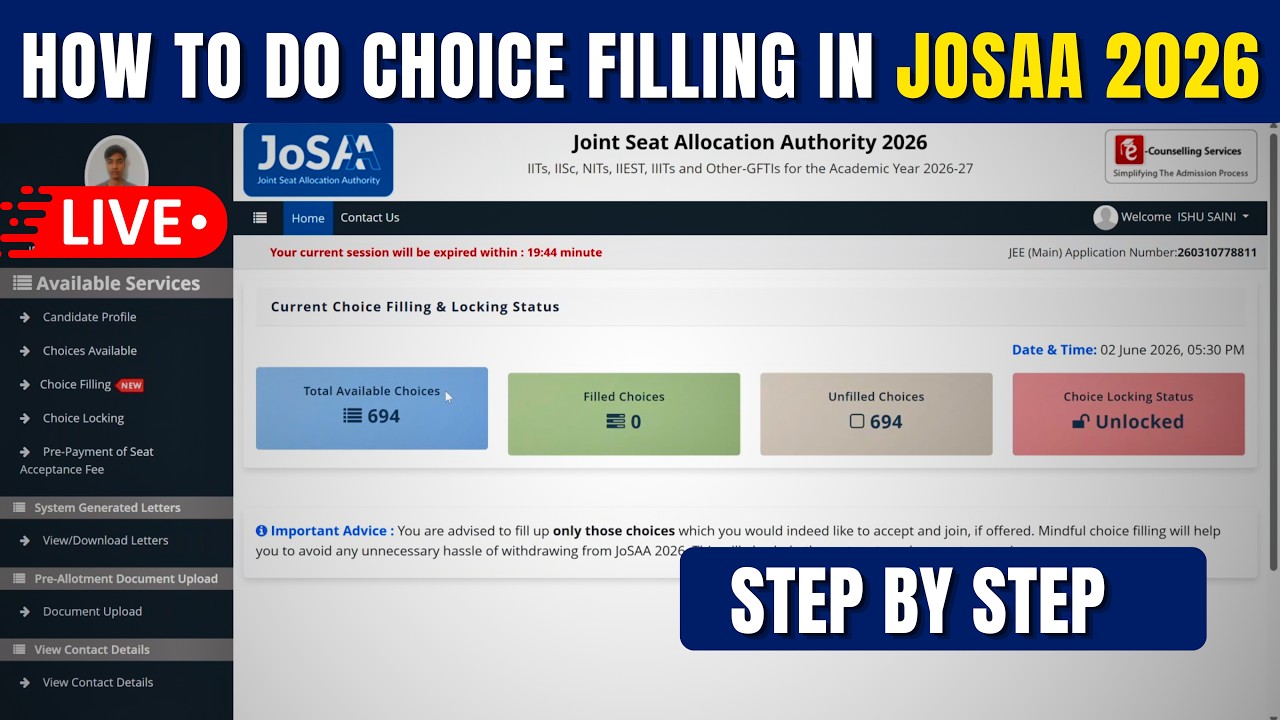 how to do choice filling in josaa counselling 2026 | JoSAA Counselling 2026 Choice Filling Guide