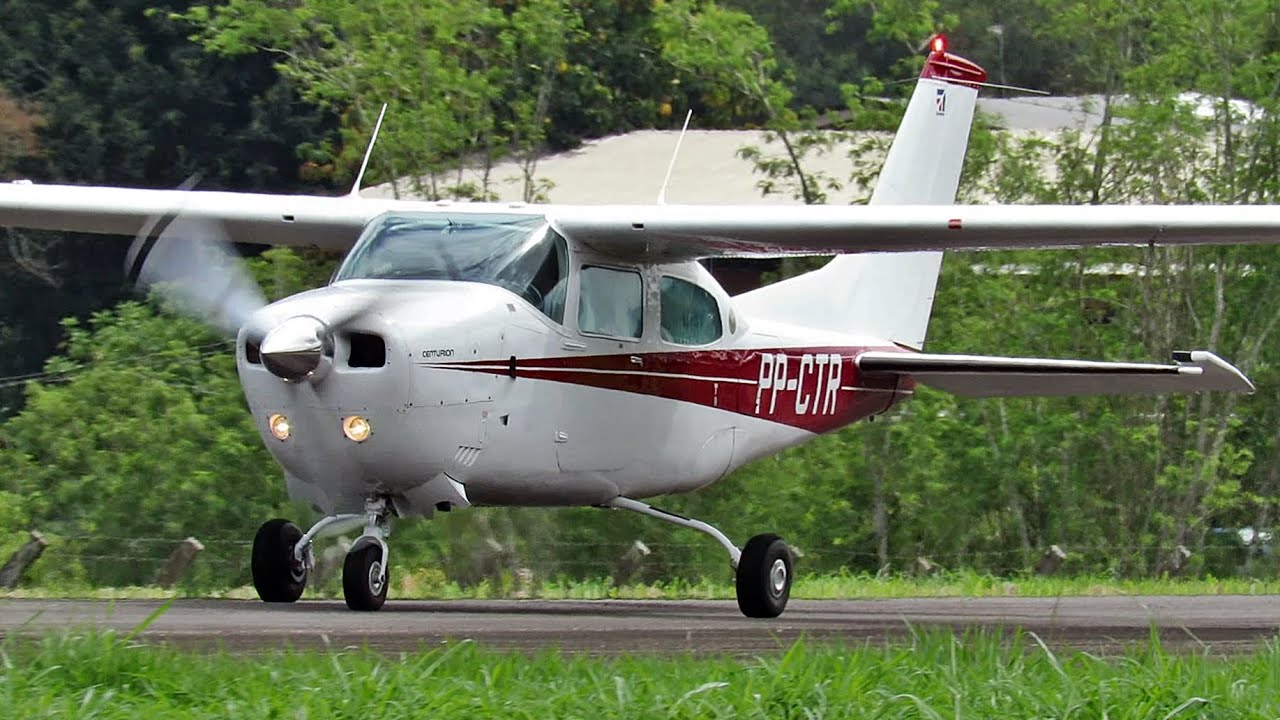 O Bruto dos Monomotores Asa Alta Cessna 210L Centurion Pouso e Decolagem