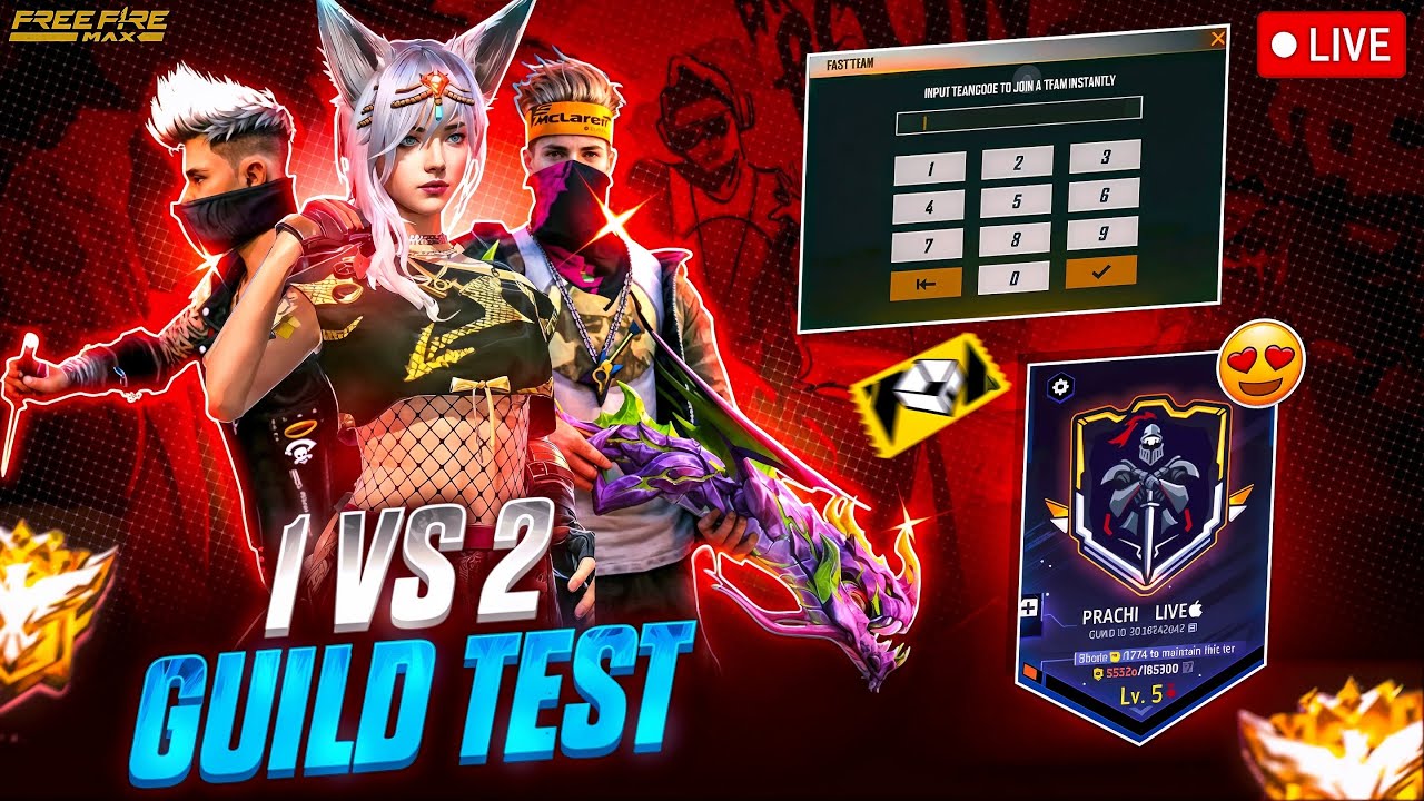 FREE FIRE GUILD TEST LIVE || Free Fire Girl Live Stream || FF Live 