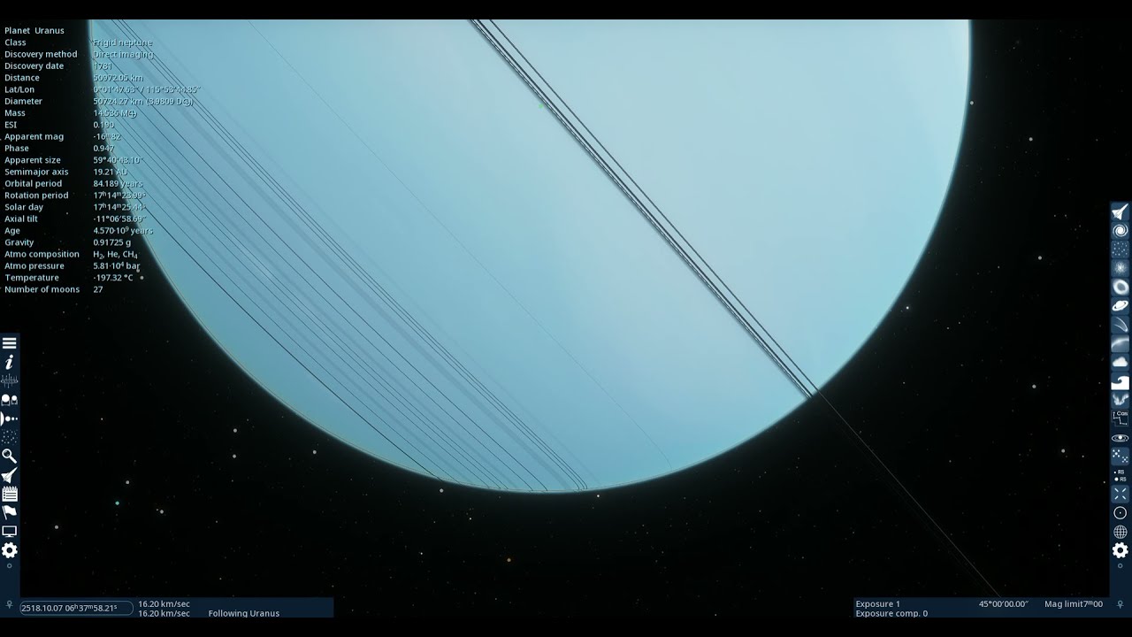 SpaceEngine: Taking a closer look at the Uranus rings after the Volumetric Rings update