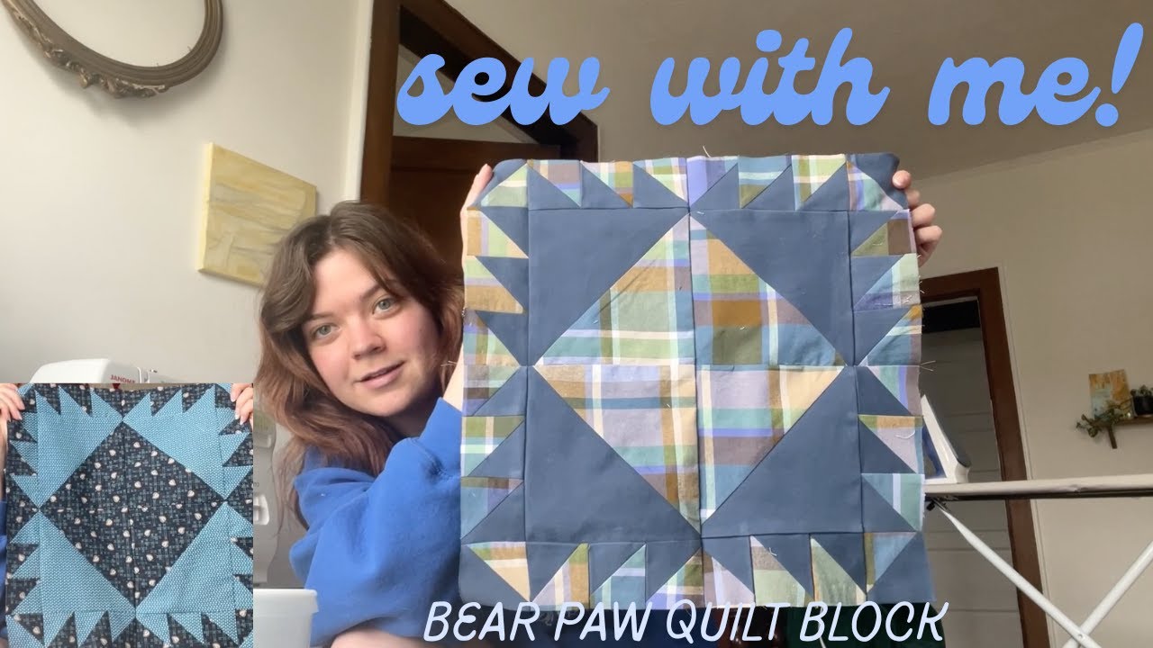 asmr sewing hour ~ sew with me: bear paw quilt block tutorial & creative process