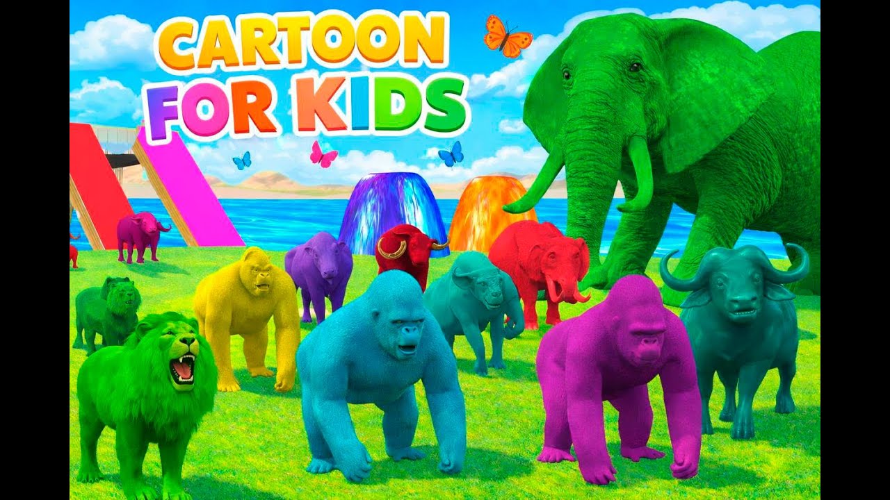 Long Slide Game With Elephant Gorilla Tiger 3d Animal Game Funny 3d Animals #16