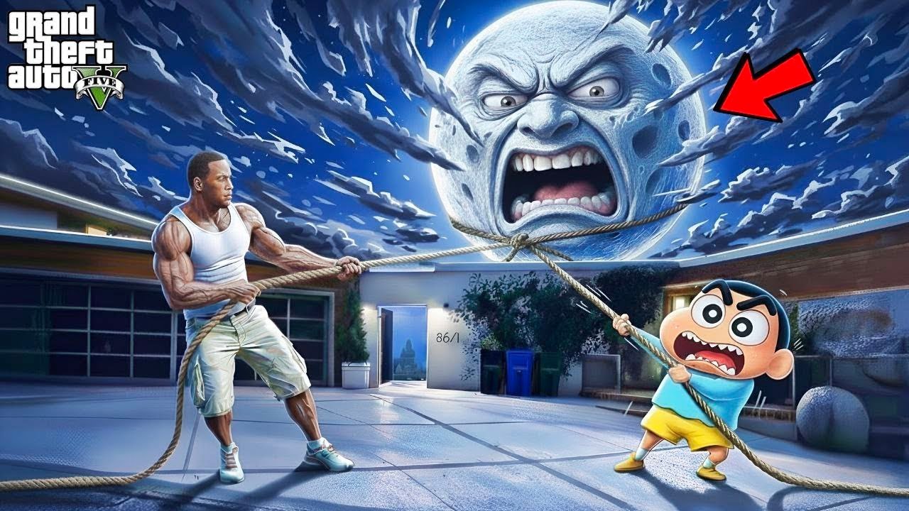 Shinchan & Franklin Try to Save Los Santos People From Scary MOON 😱 | Meenu Shock | GTA 5 Tamil Mod