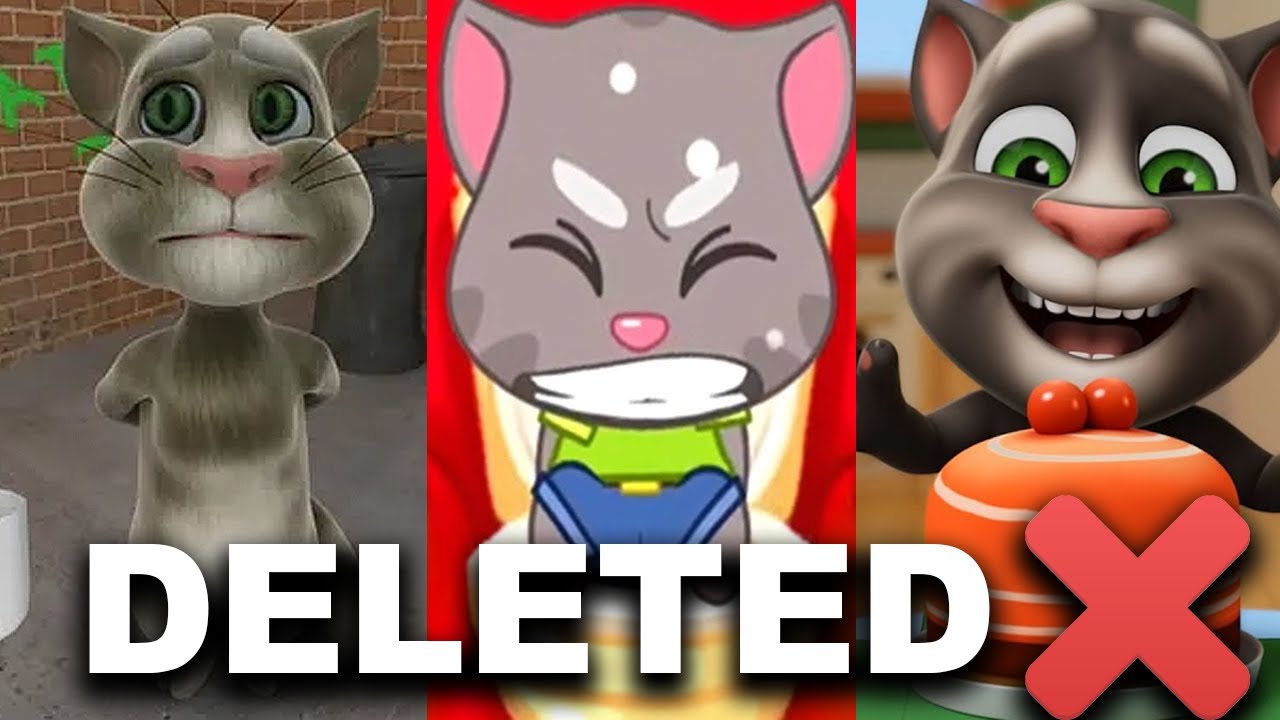 Удалённые игры Talking Tom Outfit7 (2025-2010): My Talking Tom 2+ (2025) - Talking Tom Cat (2010)