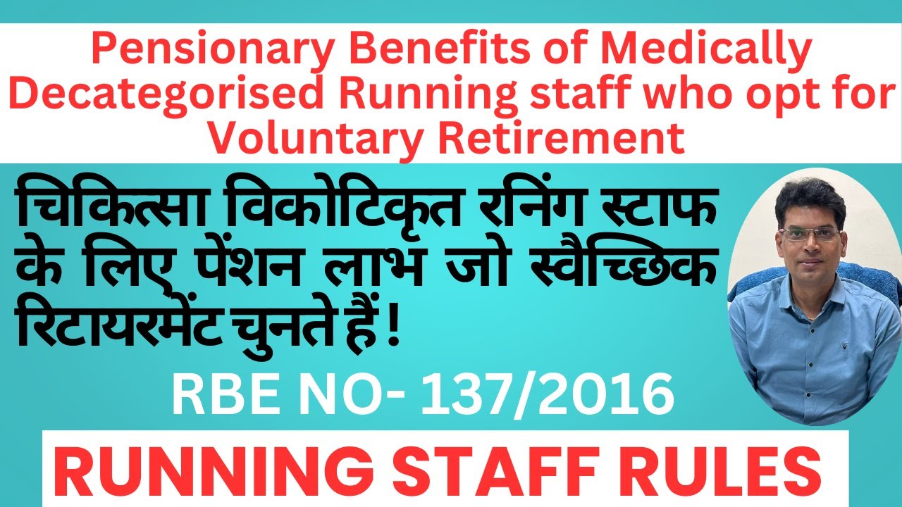 Pensionary benefits to medically decategorised running staff who opt for Voluntary Retirement