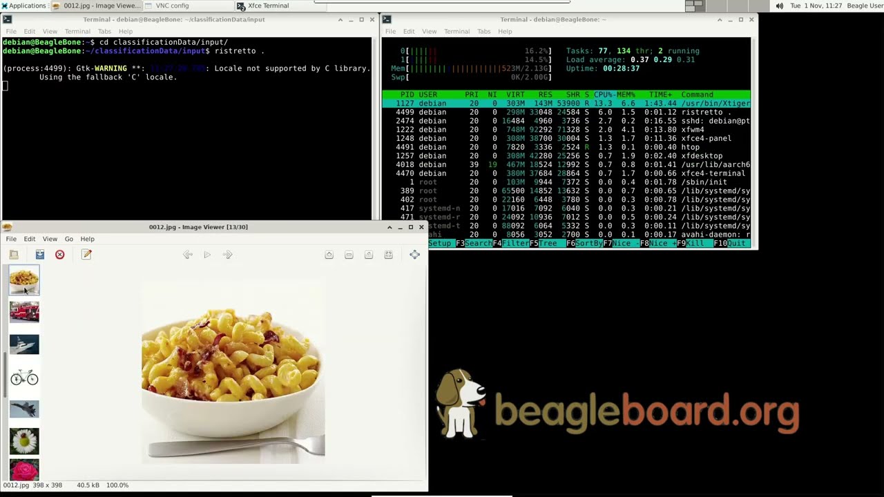 Image classification demo on BeagleBone AI-64