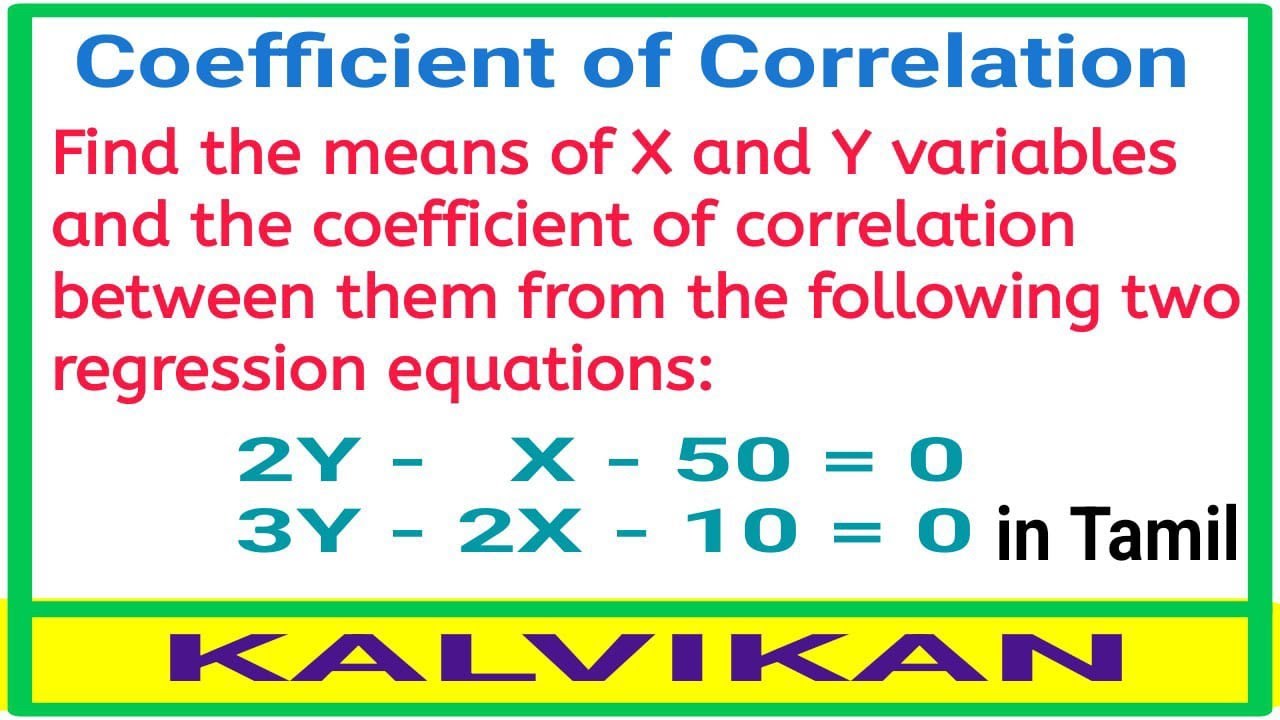 Regression Equation in Tamil/ Statistics - correlation coefficient for regression equation Class 11