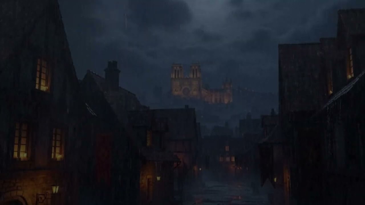Medieval Night Rain Against the Window | Soothing Ambient Sounds