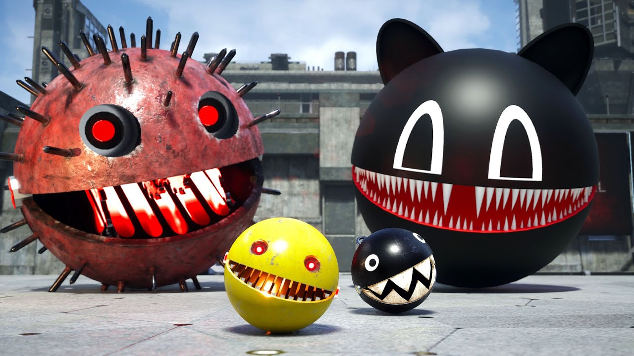 Massive BattleBots Fight: Giant Pacman vs Robot Cat & Robot Spiky