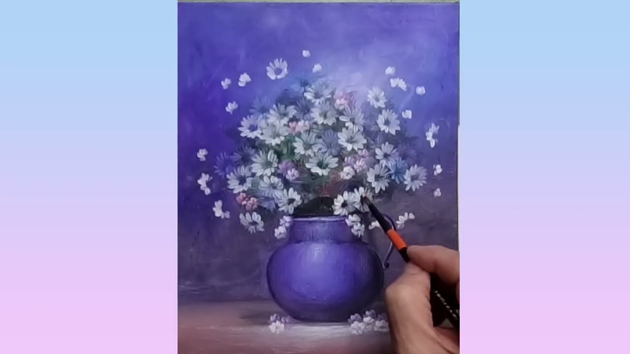 #화병에 담긴 구절초| 아크릴페인팅 | 유화 | #oil Oil Painting | #art Acrylic Painting [333]힐링영상취미미술 