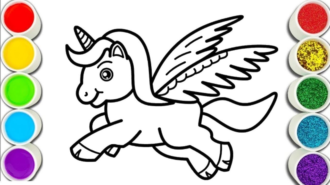 How to draw unicorn drowing painting and coloring for kids 
