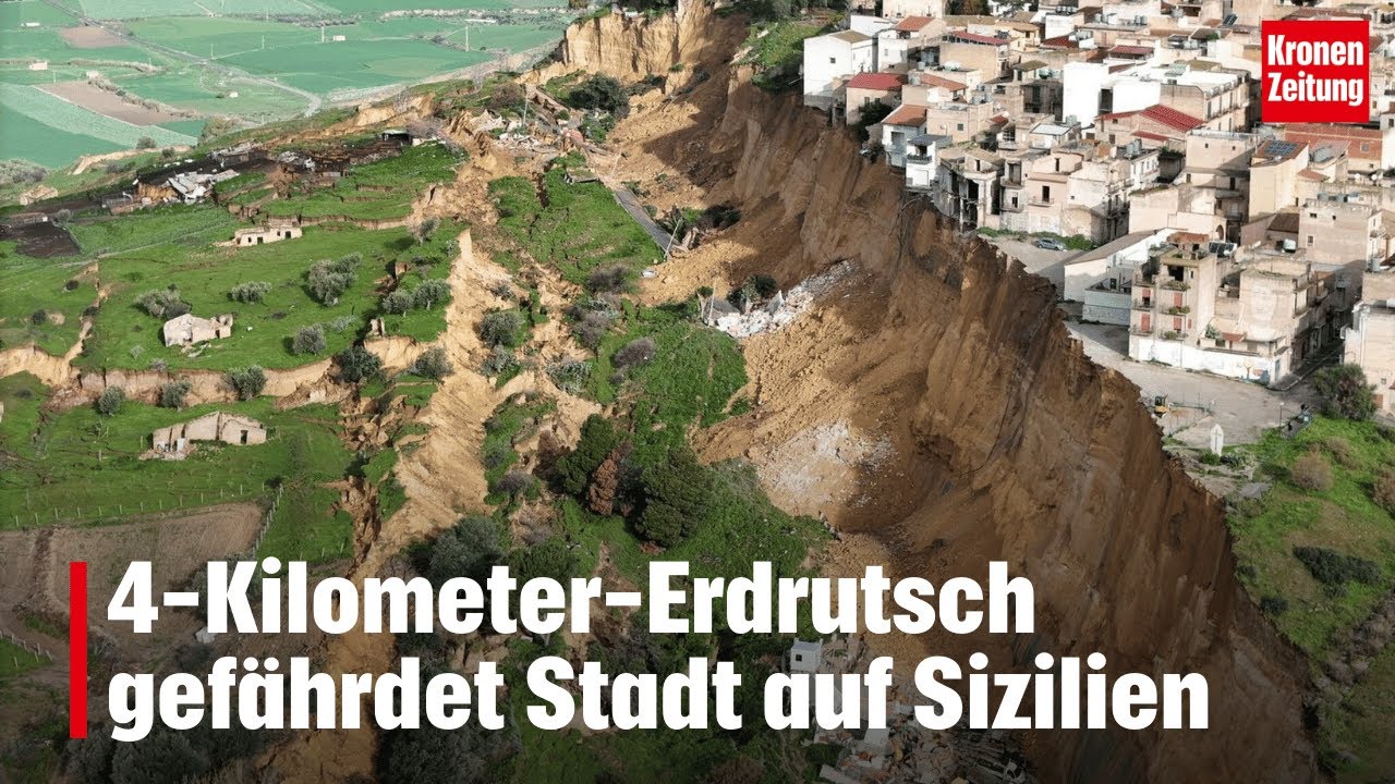 4-Kilometer-Erdrutsch gefährdet Stadt auf Sizilien | krone.tv NEWS