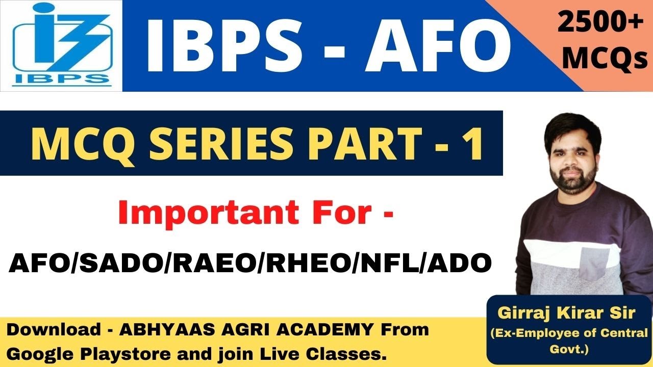 L1| IMPORTANT MCQ OF AGRICULTURE | IBPS-AFO| SADO| ADO| RAEO| RHEO|NFL| NSC| QUALITY CONTROLLER|BHU|